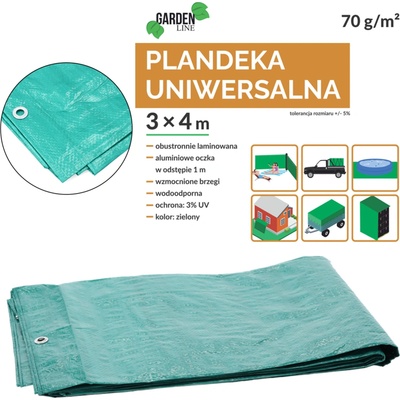 CHOMIK Krycia plachta 3 x 4 m zelená PE 70 gsm s okami CH-DEK4133