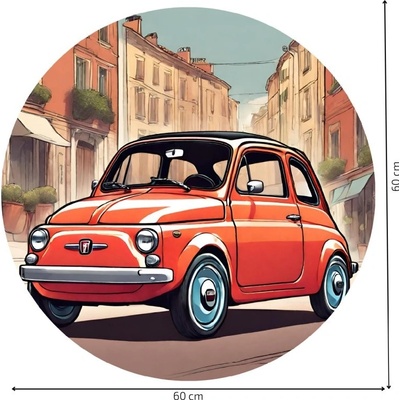 PIPPER. Kruhová samolepka na stenu "Fiat 500" Veľkosť: 60 cm