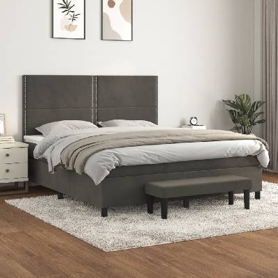 Petrashop 3137792 boxspring postel s matrací tmavě šedá samet