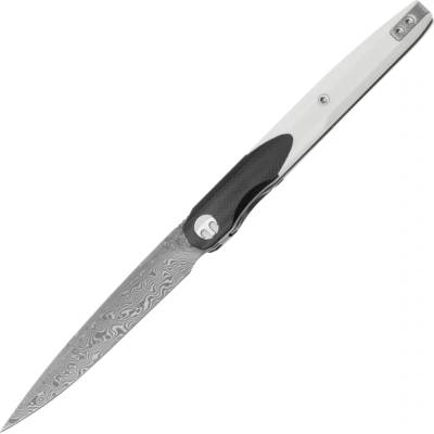 Bestechman LANZA Damascus Acid etched with Black + White G10 handle BMK14-D-1