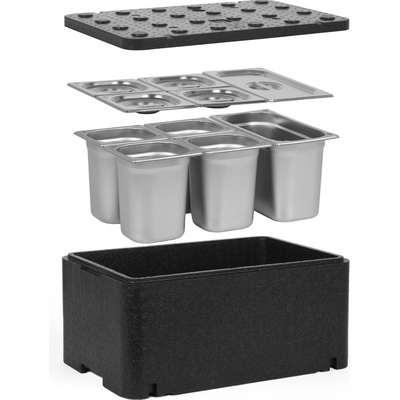 TECHNICA [Sada] Termoizolační nádoba GN 1/1 250 mm | Essential Line + 1x nádoba GN 1/3 + 4x GN 1/6, 200 mm, z nerezové oceli + víka