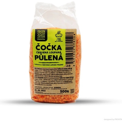 Provita Čočka červená půlená loupaná 0,5 kg