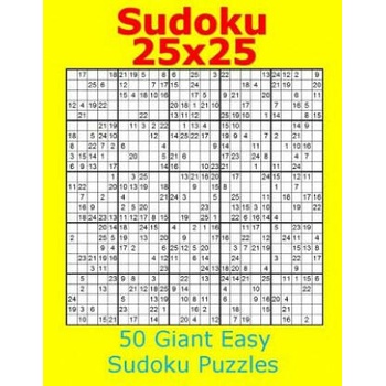 Sudoku 25x25 50 Giant Easy Sudoku Puzzles