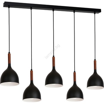 Luminex Пендел NOAK WOOD 5xE27/15W/230V черен/бук (LU3708)