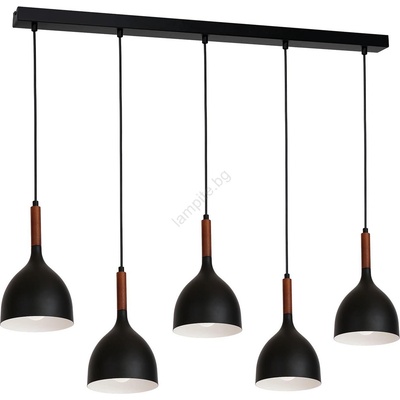 Luminex Пендел NOAK WOOD 5xE27/15W/230V черен/бук (LU3708)