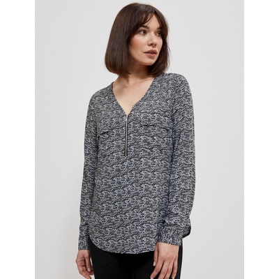 Moodo Черно-бяла дамска блуза с шарка Moodo Moodo | Cheren | ЖЕНИ | S