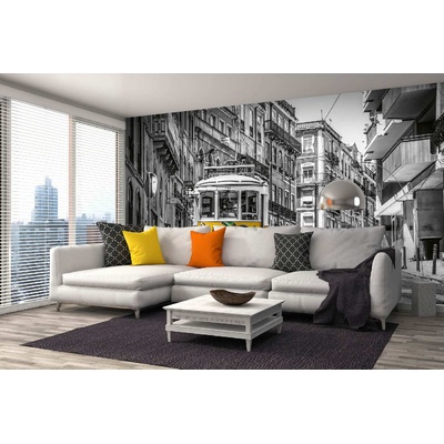 DIMEX ART Самозалепваща се флизелинова фототапета жълт трамвай, лисабон 375 x 250 см