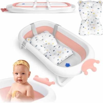 Ricokids Dětská vanička s polštářem bílá a růžová RK-280