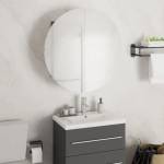 vidaXL Шкаф за баня с кръгло огледало и LED, сив, 47x47x17, 5 см (345585)