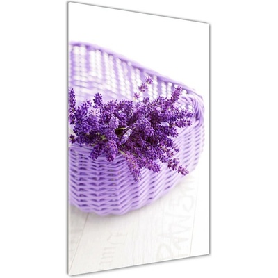 Vertikálny foto obraz sklenený Levanduľa v koši 50x100 cm