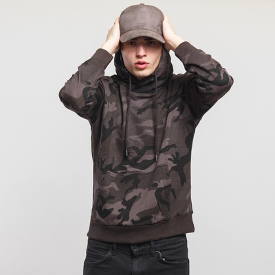 Urban Classics High Neck Camo Hoody dark camo
