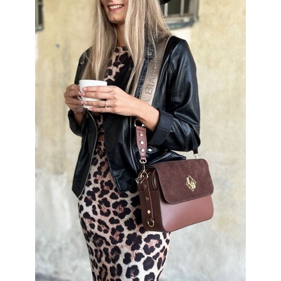 Laura Biaggi Dvojpriehradková crossbody kabelka DX-JS170-dark brown
