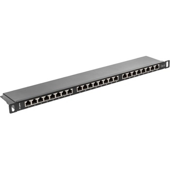 Lanberg Пач панел Lanberg PPS6-0024-B, 24x порта, 19", 0.5U, Cat. 6, Shielded, IDC T568A/T568B, черен (PPS6-0024-B)