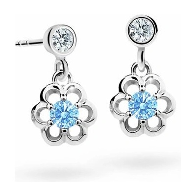 Danfil dievčenské náušnice kvetiny C1947 z bieleho zlata arctic blue balónik