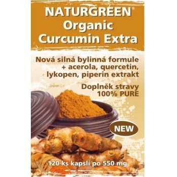 Naturgreen Organic Curcumin Extra+Piperin extrakt 120 vegan kapslí