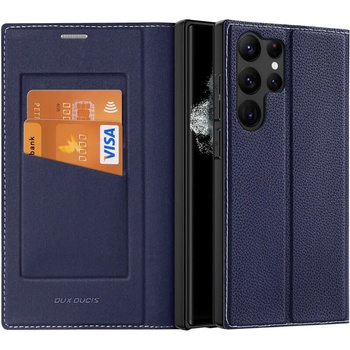 Image 1 of Dux Ducis Skin X2 Case - кожен калъф с поставка и отделение за кр. карти за Samsung Galaxy S23 Ultra (син)