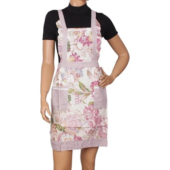Престилка за готвене в цвят екрю с цветя