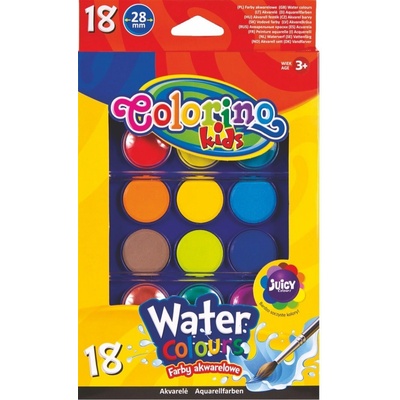 Colorino vodové barvy velké se 2 štětci 18 barev