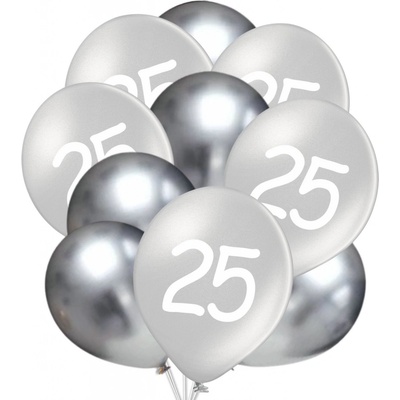 Balonky.cz Balónky 25 narozeniny stříbrné 30 cm mix