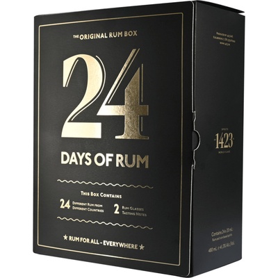 24 Days of Rum Rumový kalendár 2024 42,5% 24 x 0,02 l (dárčekové balenie kalendár a 2 poháre)