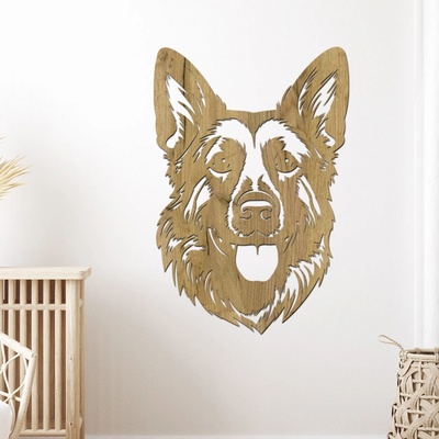 dřevo života Dřevěná dekorace NĚMECKÉHO OVČÁKA Rozměry (cm): 40x60, Zvolte barvu dekoru: Dub zlatý