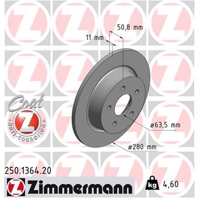 Brzdový kotúč ZIMMERMANN 250.1364.20 (250136420)
