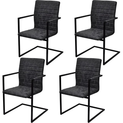 vidaXL Конзолни трапезни столове, 4 бр, черни, изкуствена кожа (272415)