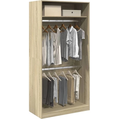 vidaXL Гардероб, дъб сонома, 100x50x200 см, инженерно дърво (3307803)