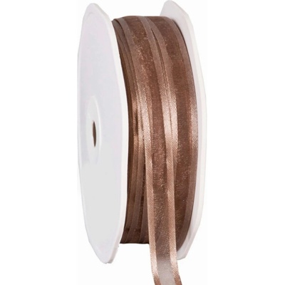 Organza se saténovým lemem 10 mm x 50 m šedohnědá