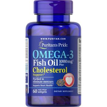 Image 1 of Puritan's Pride Omega-3 Fish Oil Plus Cholesterol Support, 60 Softgels