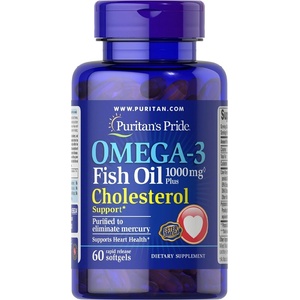 Puritan's Pride Omega-3 Fish Oil Plus Cholesterol Support, 60 Softgels