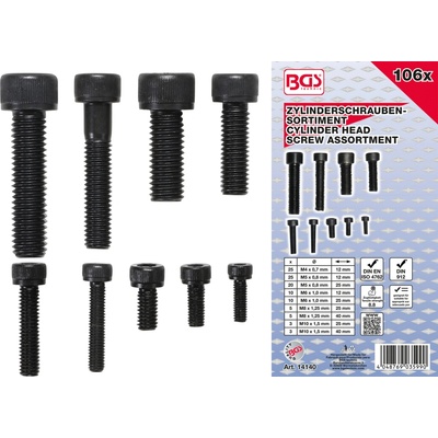 BGS technic 14140 BGS , Souprava šroubů s válcovou hlavou vnitřní šestihran 106dílná