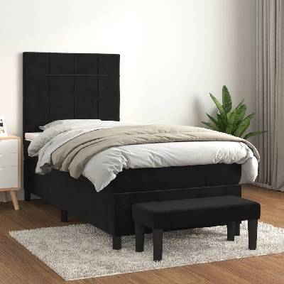 vidaXl 3137817 Boxspring postel s matrací černá samet