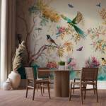 Art Gift Decor Фототапет Цветна градина с екзотични птици и пеперуди