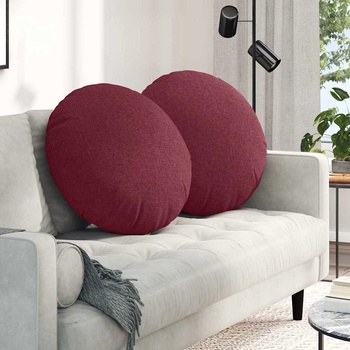 vidaXL Възглавници за седалки 2 pcs Виненочервен Ø80 x 29 см текстил (42014234)