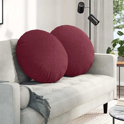 vidaXL Възглавници за седалки 2 pcs Виненочервен Ø80 x 29 см текстил (42014234)