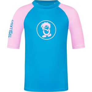 Trollkids Детска плажна тениска от ликра Trollkids Kid's Kvalvika T Sport shirt - Dynamic Blue / Candy Pink - размер 98 (EU) (704-1803-1212)