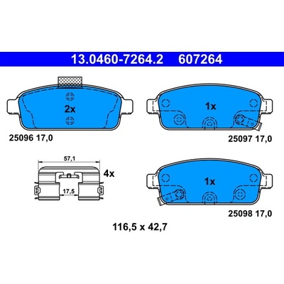 ATE Sada brzdových platničiek kotúčovej brzdy 13046072642