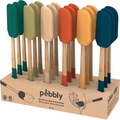 pebbly Бамбукова силиконова шпатула 25 см Pebbly, различни пастелни цветове (PEBBLY NBA217)