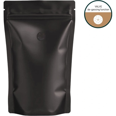 Vrecká Doypack, 100 g, KRAFT/HB-PET/PE, ČIERNE S VENTILOM, 100 ks/bal