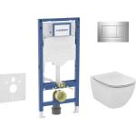Geberit Duofix - Комплект за стенен монтаж, тоалетна Tesi и седалка softclose, бутон Sigma20, блестящ хром/матов хром SANI11CD1137 (SANI11CD1137)