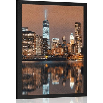 Plakát odraz Manhattanu ve vodě - 20x30 black