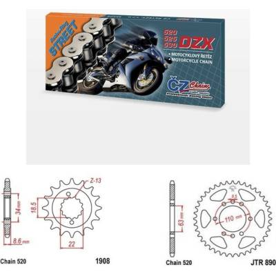 ČZ Řetězová sada KTM 390 Enduro R 25-26