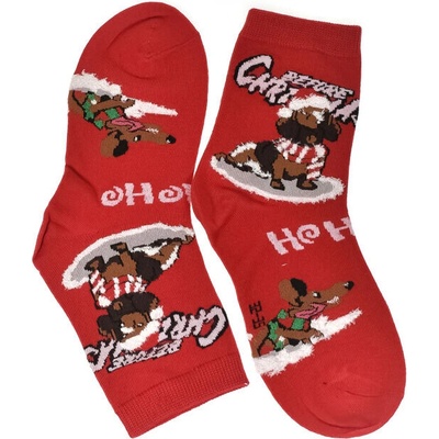 CoolSanta Detské vianočné bavlnené ponožky červené