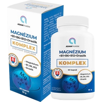 ADAMpharm Magnézium+B1+B6+B12+Draslík Komplex 60 kapsúl