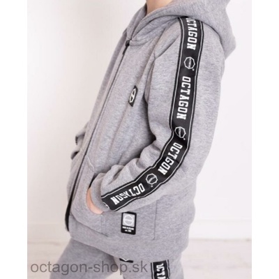 Octagon detská mikina Stripe s kapucňou zip šedá