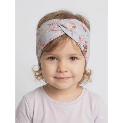 Kids Fashion dievčenská čelenka kvetinová svetlo sivá
