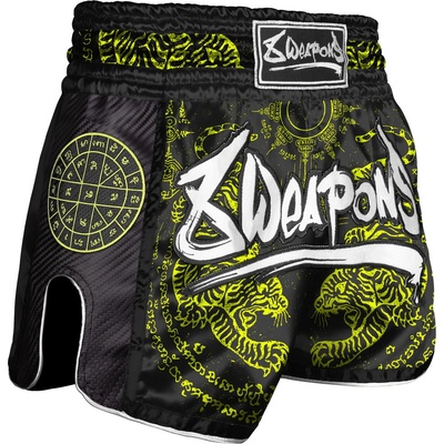 Muay Thai šortky 8 Weapons Carbon Sak Yant Tigers Black/NEON