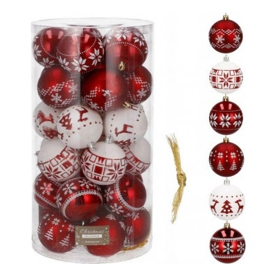 SPRINGOS Vánoční baňky červeno-bílé mix 7cm sada 30ks CA0150-XG