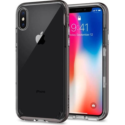 Spigen Neo Hybrid Case Crystal - хибриден кейс с висока степен на защита за iPhone XS, iPhone X (прозрачен-сив)